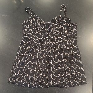 Elegant Black Whit Baby Pink Embrodered Fkowers